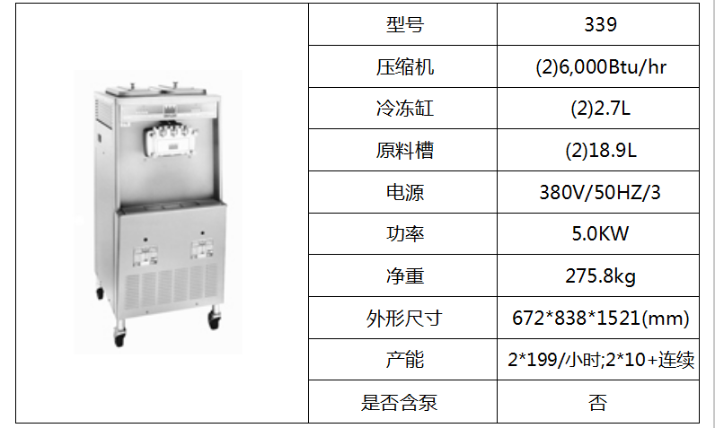 泰而勒/339軟式冰淇淋機(jī)（雙缸）